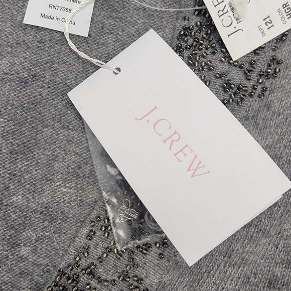 J. Crew Cashmere Blend Beaded Sweater Heather Grey NWT Size M - Picture 8 of 15
